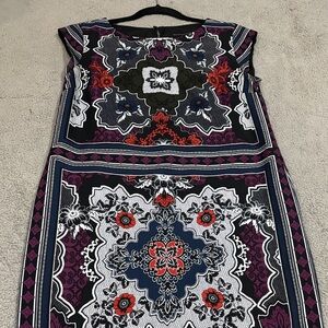Banana Republic Black and Red Patterned Midi Dress